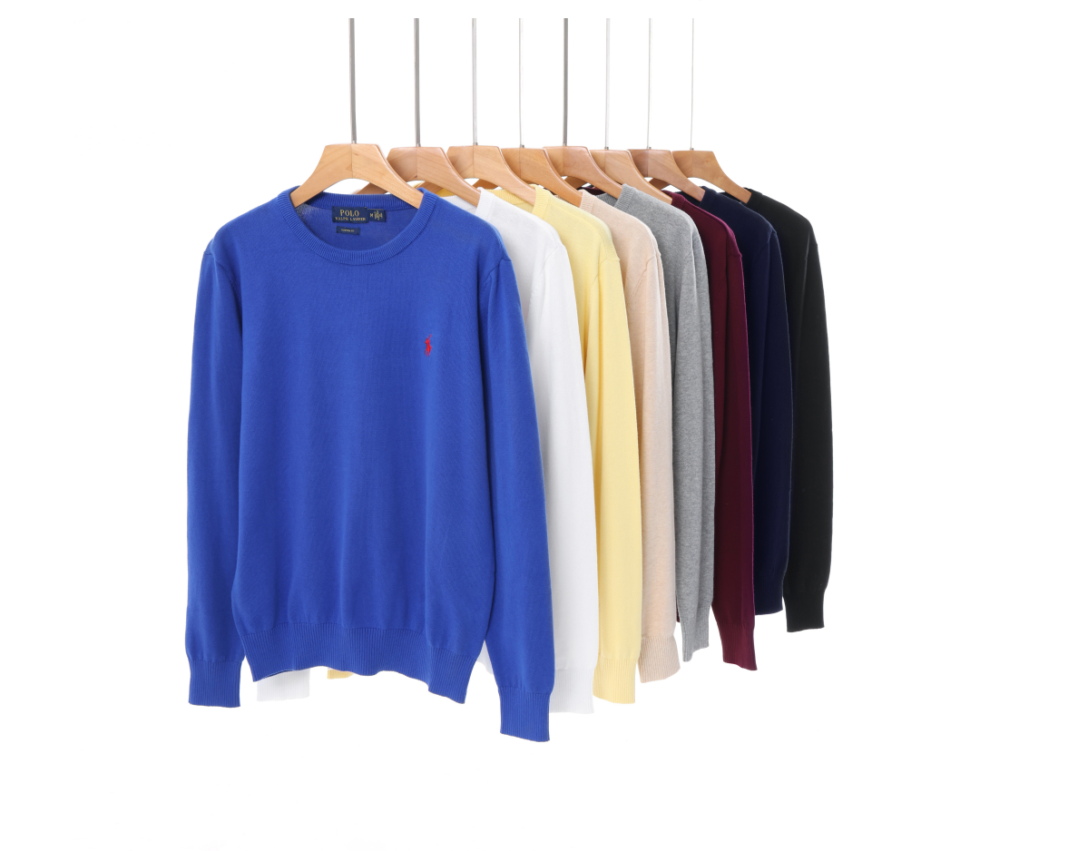Crewneck knitted polo shirt logo embroidered knit tshirt business casual mens