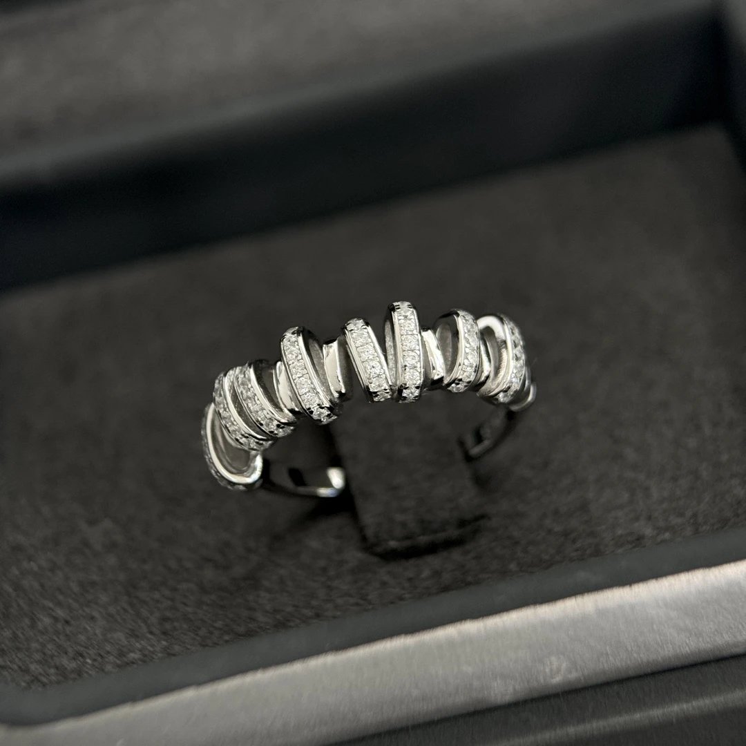 Paris new thread rotating ring high-end custom 925 sterling silver electroplating  